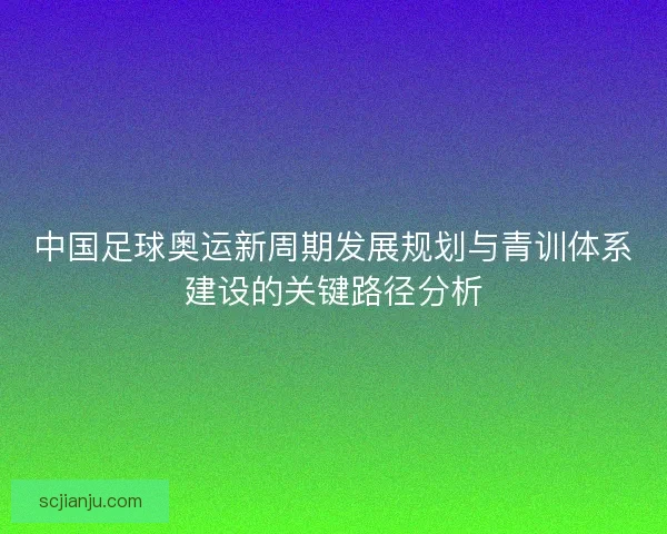 中国足球奥运新周期发展规划与青训体系建设的关键路径分析
