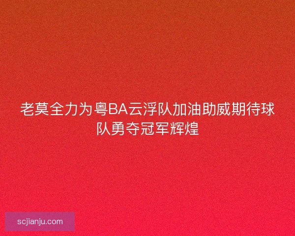 老莫全力为粤BA云浮队加油助威期待球队勇夺冠军辉煌