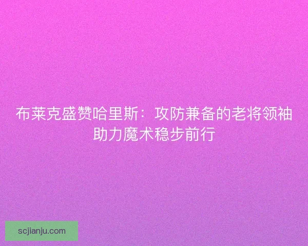 布莱克盛赞哈里斯：攻防兼备的老将领袖助力魔术稳步前行
