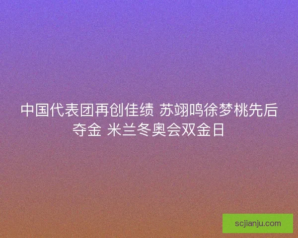 中国代表团再创佳绩 苏翊鸣徐梦桃先后夺金 米兰冬奥会双金日
