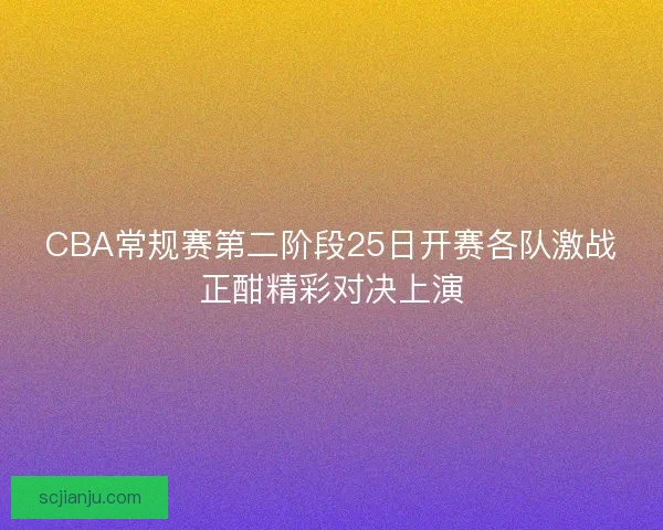 CBA常规赛第二阶段25日开赛各队激战正酣精彩对决上演