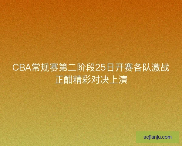CBA常规赛第二阶段25日开赛各队激战正酣精彩对决上演