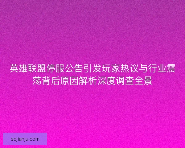英雄联盟停服公告引发玩家热议与行业震荡背后原因解析深度调查全景